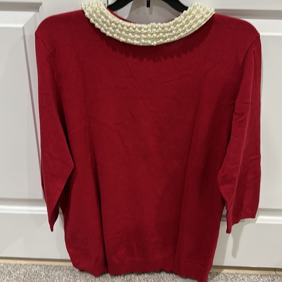 Missy Holiday Sweater Peter Pan Cardigan 3/4 Sleeves - Picture 3 of 4